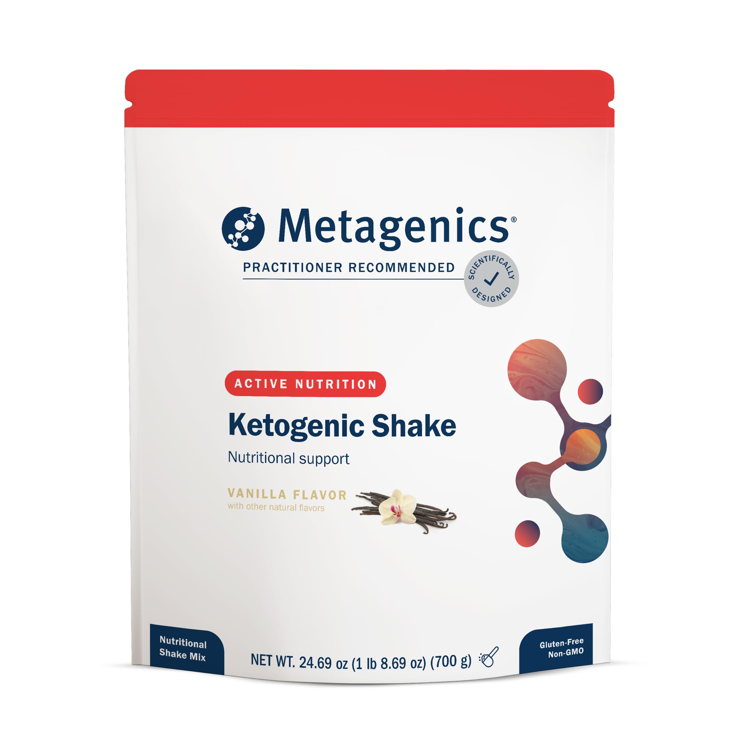 Metagenics Batido Cetogénico envase de vainilla, batido proteico para energía sostenida