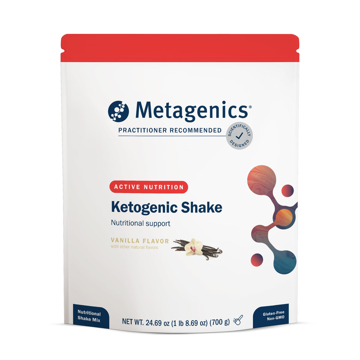 Metagenics Batido Cetogénico envase de vainilla, batido proteico para energía sostenida