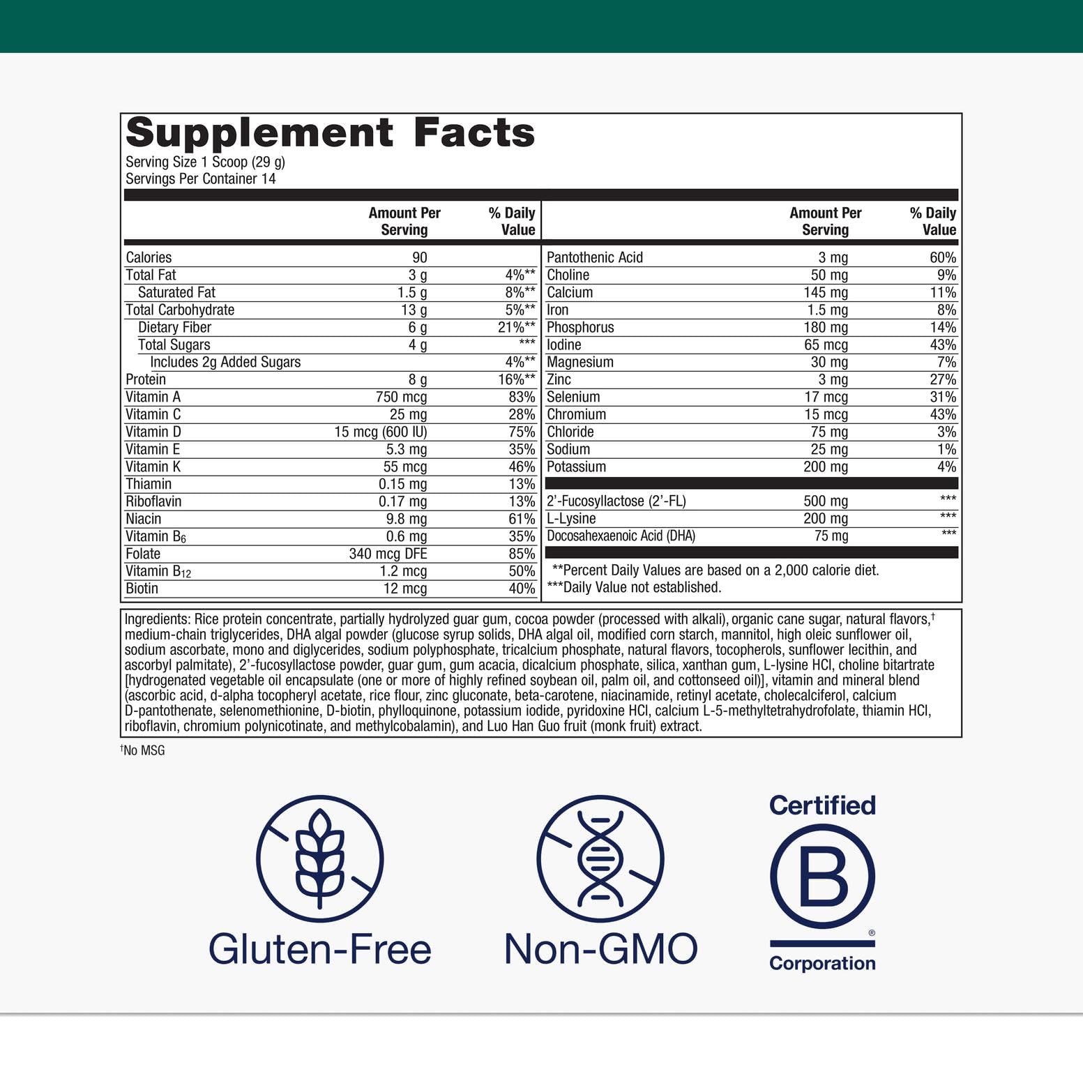 DHA y proteína en MetaKids Nutrition para nutrición equilibrada.