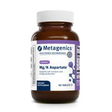 Metagenics Mg/K Aspartato: botella de tabletas para uso diario y rendimiento.