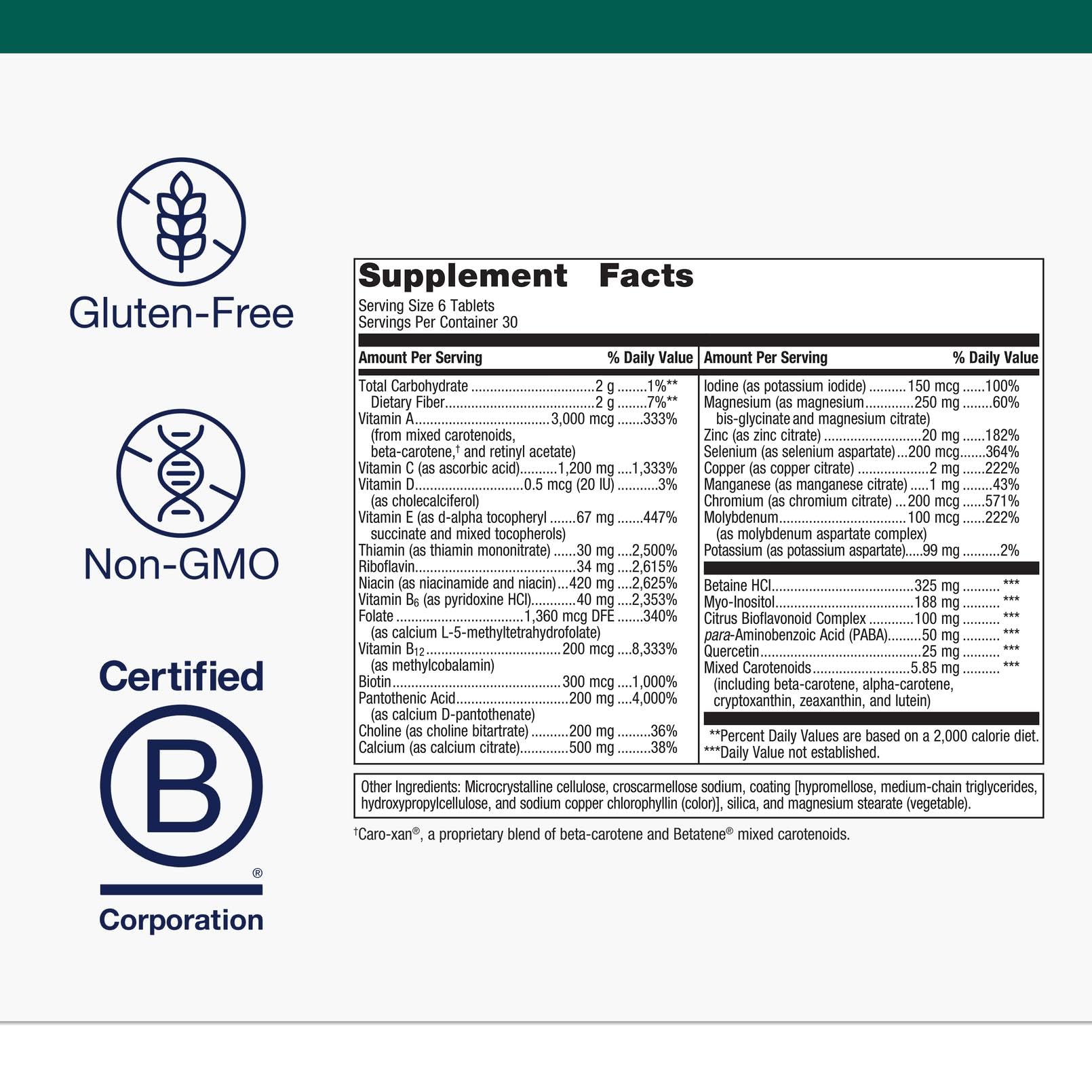 Metagenics Multigenics, etiqueta sin gluten para dietas específicas.