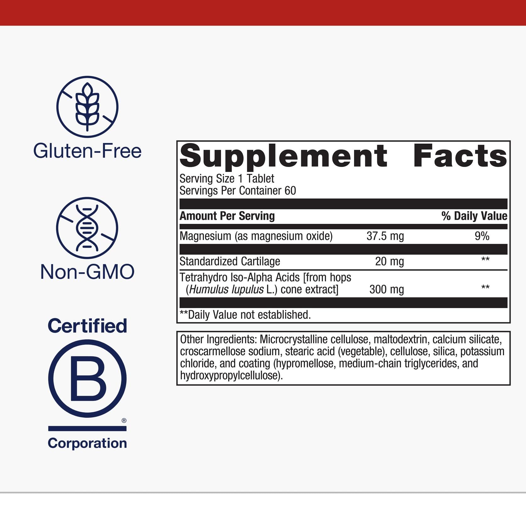 Etiqueta de Metagenics OsteoVantiv que destaca sin OGM y sin gluten.