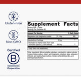 Etiqueta de Metagenics OsteoVantiv que destaca sin OGM y sin gluten.