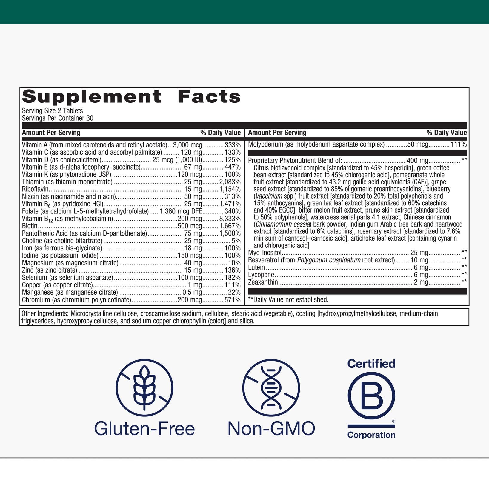 Mezcla de fitoquímicos de 400 mg en PhytoMulti de Metagenics