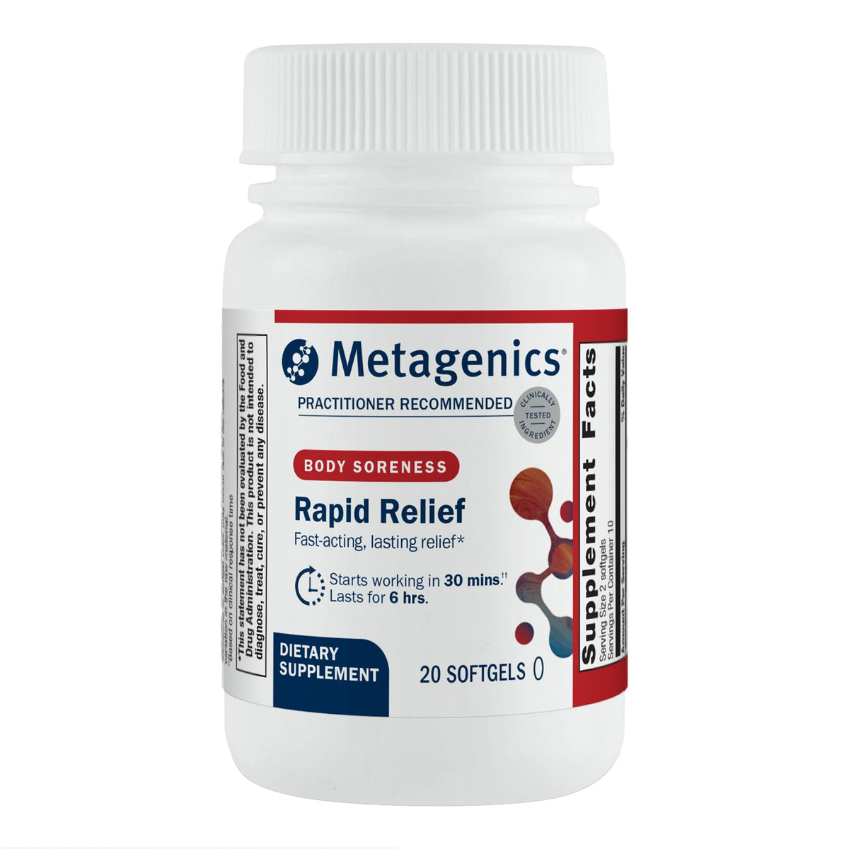 Metagenics Rapid Relief cápsulas suaves con curcuma y boswelia para molestias potenciales