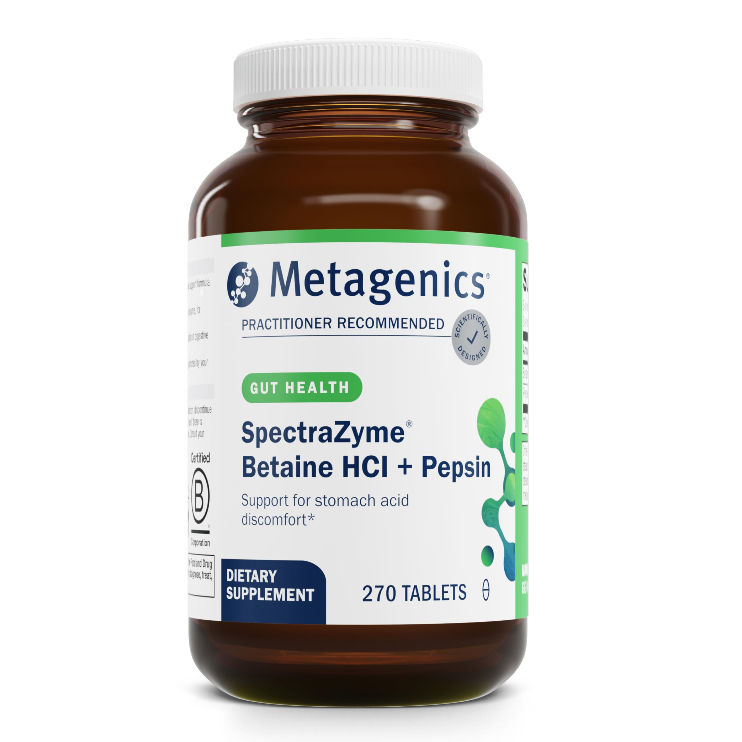 Metagenics SpectraZyme Betaine HCl con Pepsina en cápsulas para apoyo digestivo