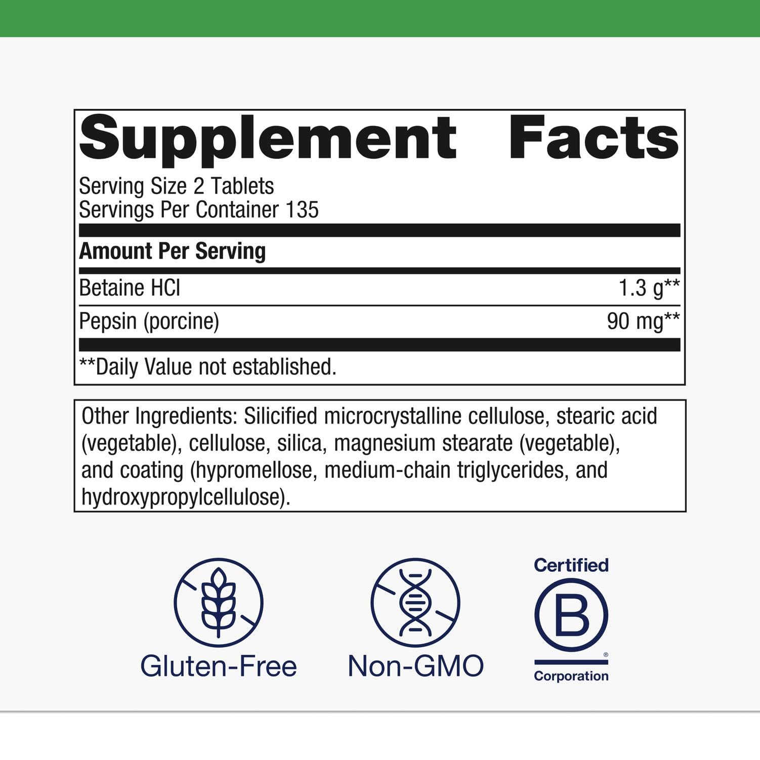 Metagenics SpectraZyme Betaine HCl con Pepsina favorece la digestión de proteínas en el estómago