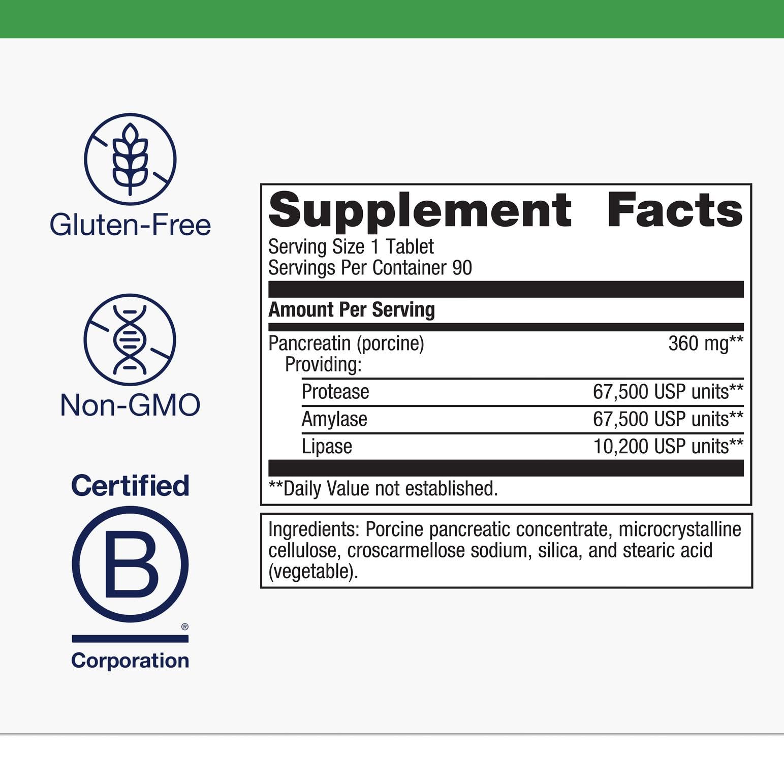 Frasco de SpectraZyme con 90 tabletas para uso diario