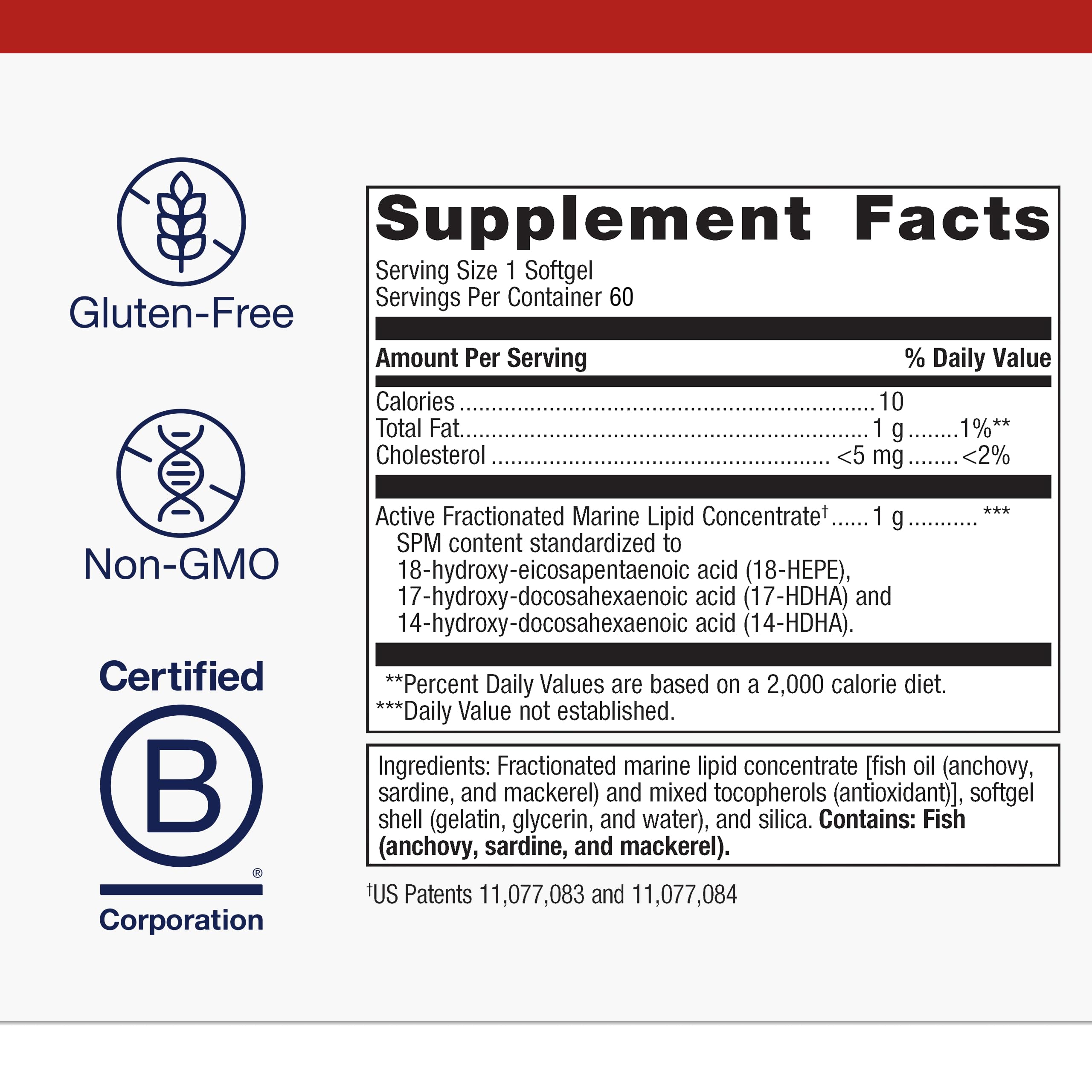 Metagenics SPM Active, etiqueta clara con ingredientes y usos.