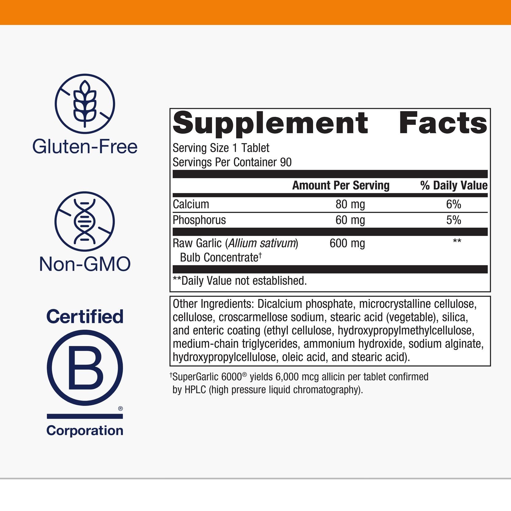 Metagenics SuperGarlic 6000: dosis diaria conveniente