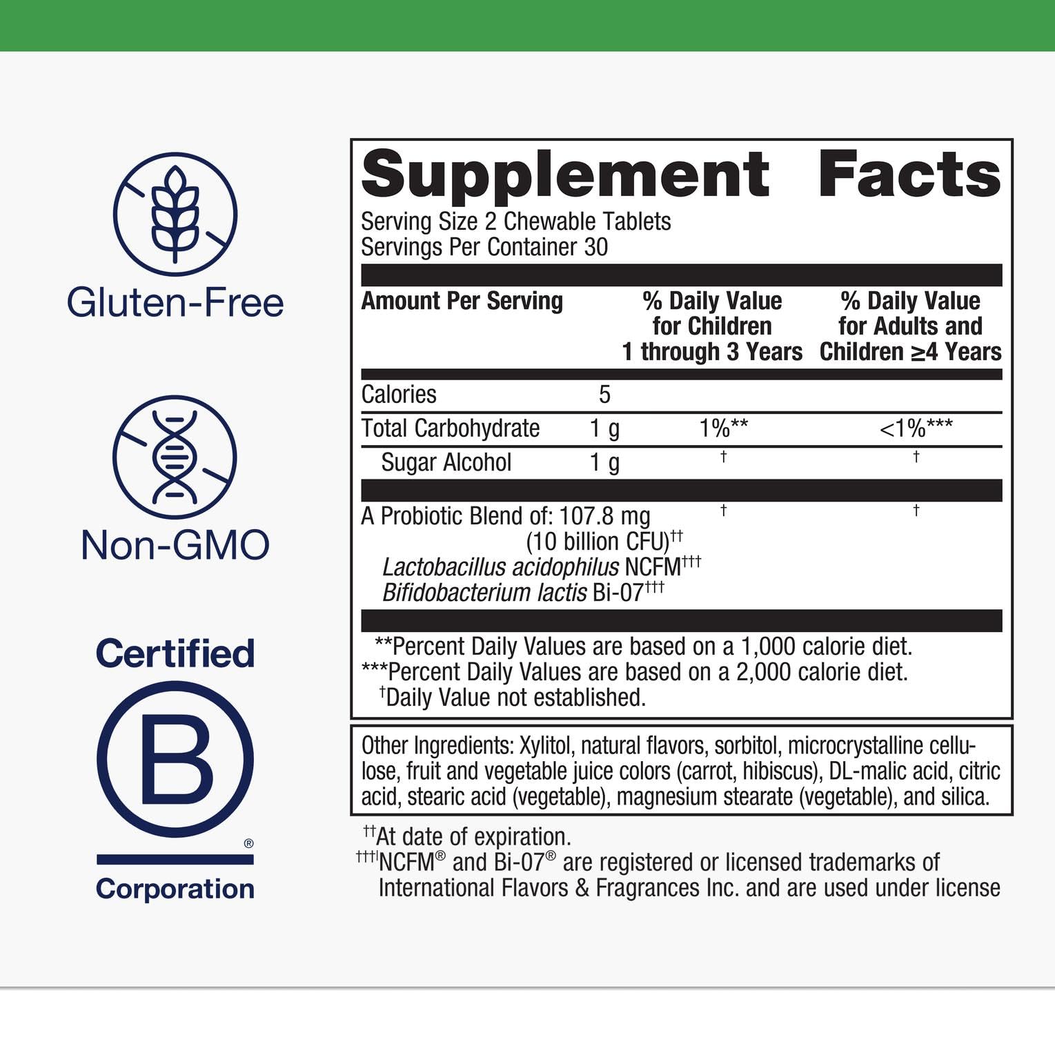Contiene L. acidophilus NCFM y B. lactis Bi-07 para soporte bacteriano