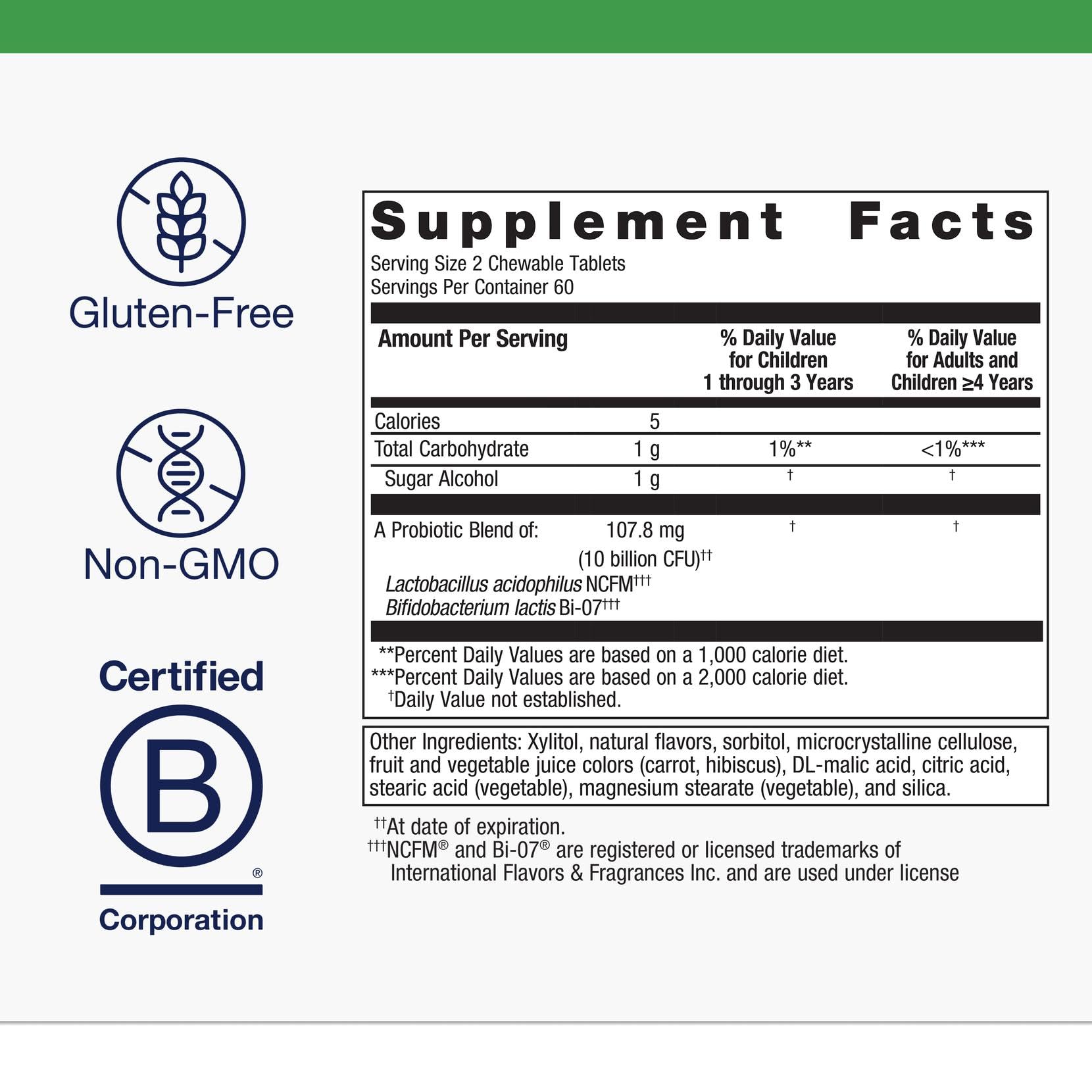 Suplemento vegetariano sin gluten ni OGM, UltraFlora Kids.