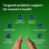 Etiqueta frontal de UltraFlora Probiótico para Mujeres, confianza en la compra.