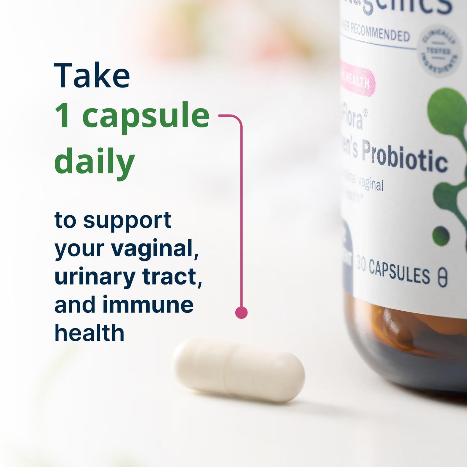 UltraFlora para Mujeres libre de lactosa, apto para dietas sensibles.
