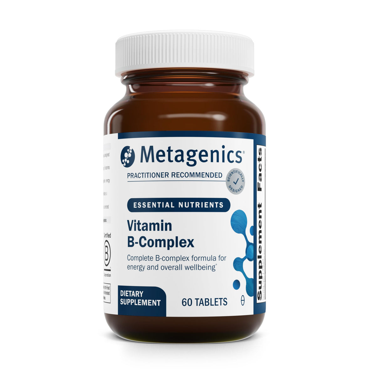 Metagenics Vitamina B Complex, tabletas, forma activa B6/B12 y folato para energía diaria.