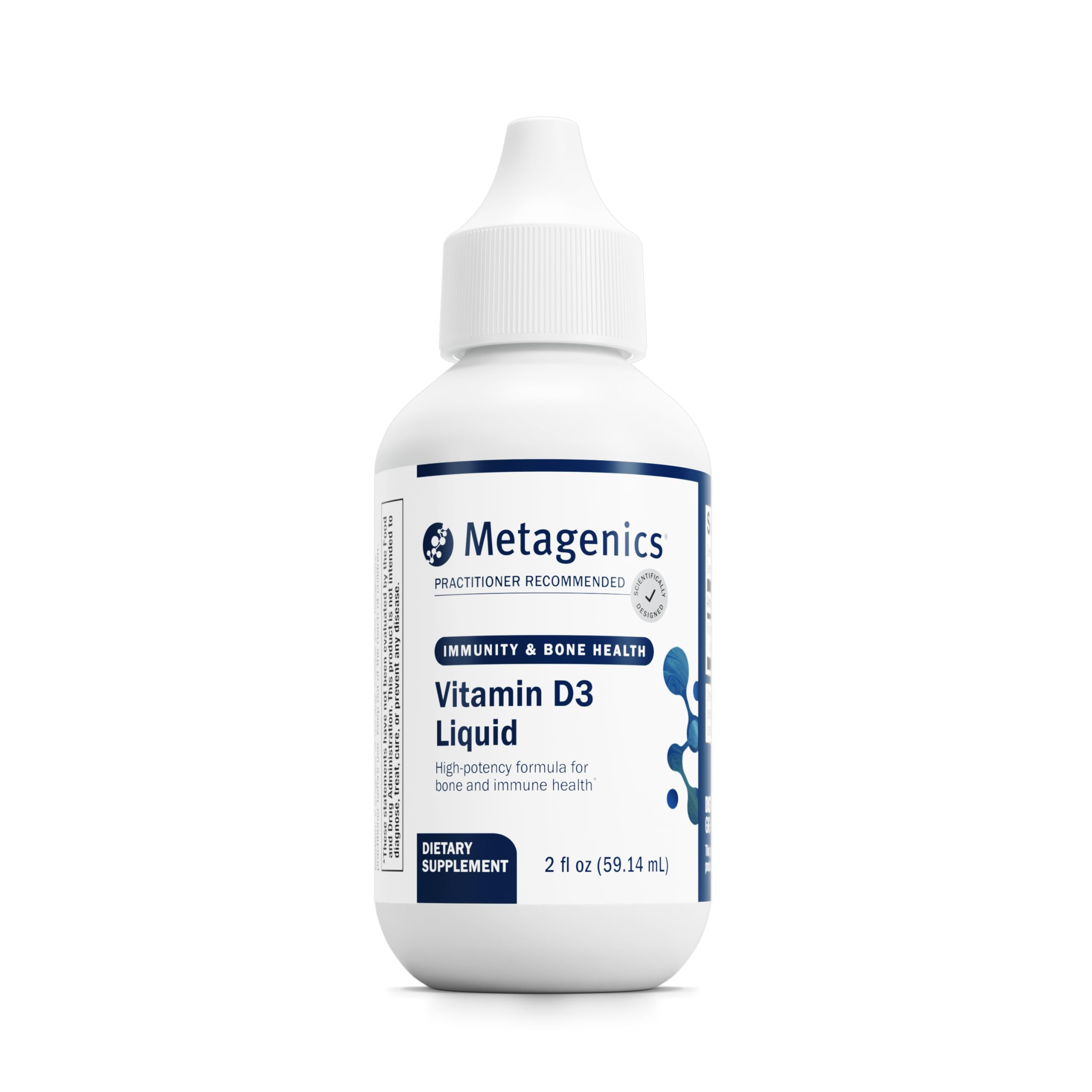 Metagenics Vitamina D3 líquido, alta absorbencia, apoya huesos y sistema inmunológico.