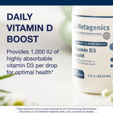 Metagenics Vitamina D3 líquido, salud ósea, apoyo diario para la familia.