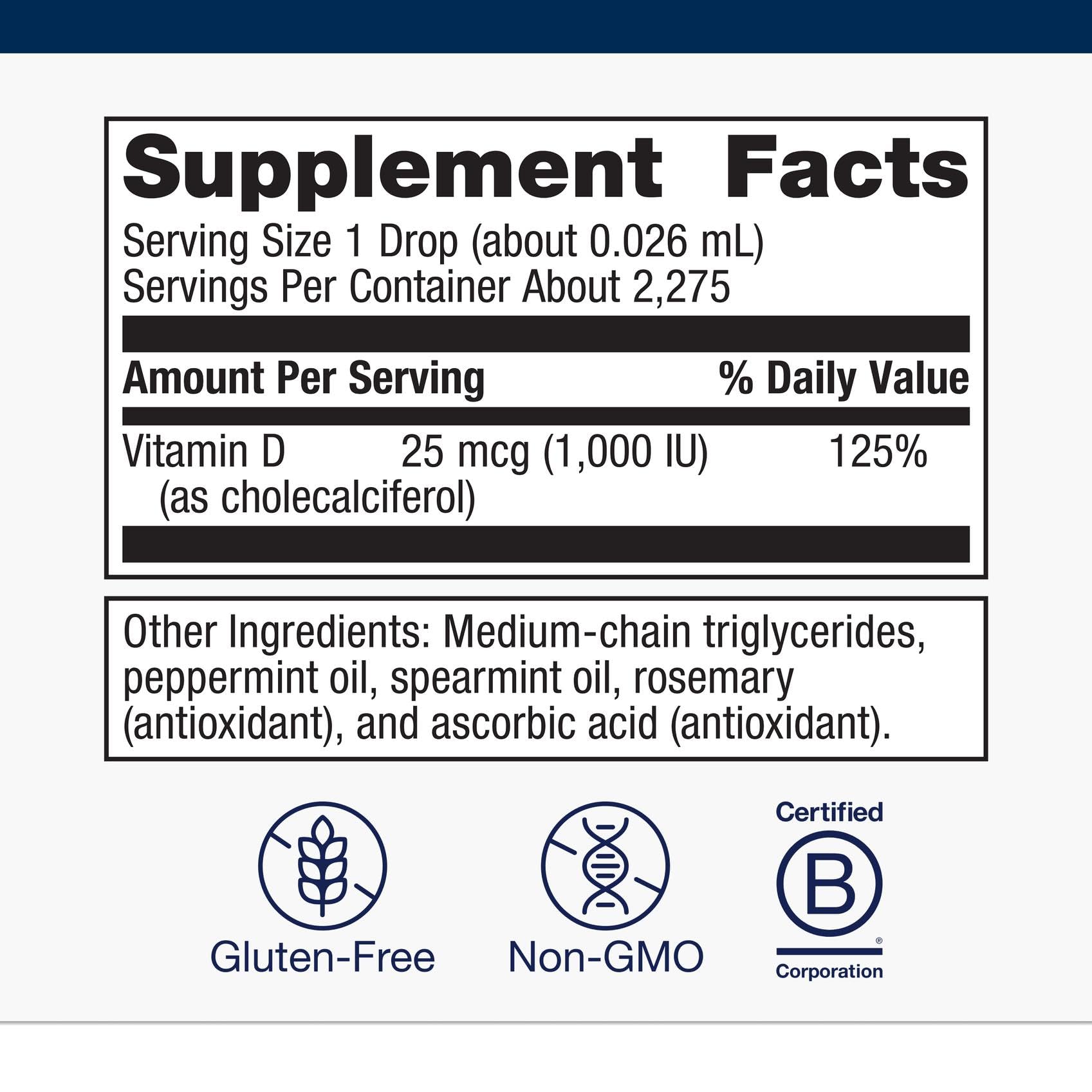 Metagenics Vitamina D3 líquido, refuerzo inmunológico suave para todo el hogar.