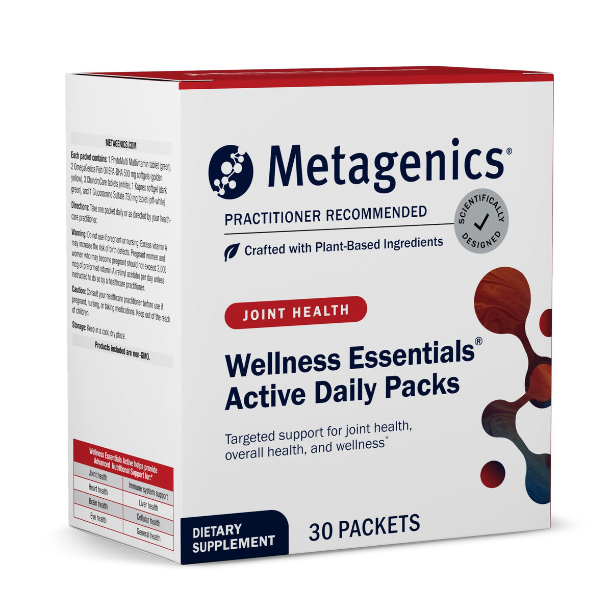 Metagenics: dosis diaria con glucosamina para movilidad y flexibilidad.