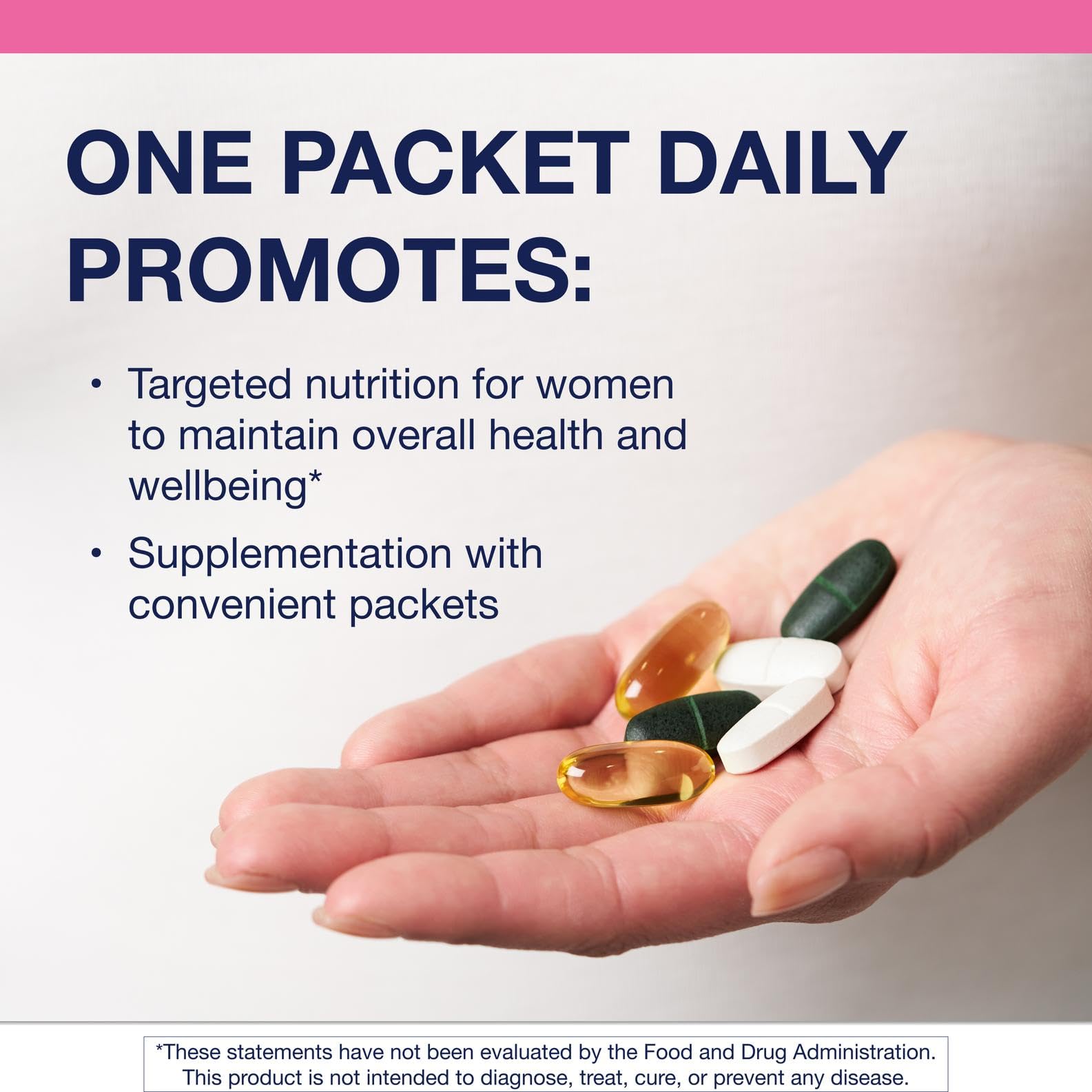 Metagenics Wellness Essentials multivitamínico para mujer, sobre diario para energía sostenida.