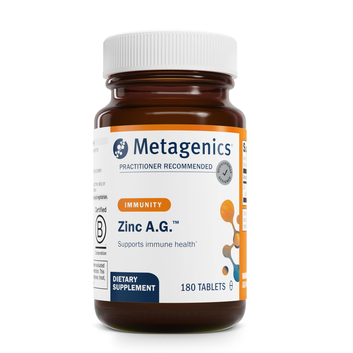 Metagenics Zinc A.G. tabletas con absorción alta para apoyo diario.
