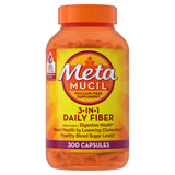 Metamucil cápsulas psyllium en bote, apoyo a la regularidad diaria.