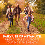 Etiqueta clara de Metamucil en el envase para identificar el producto.
