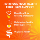 Metamucil cápsulas de fibra Plantago ovata para beber con agua.