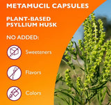 Metamucil cápsulas con psyllium husk, fibra de planta para la salud digestiva.