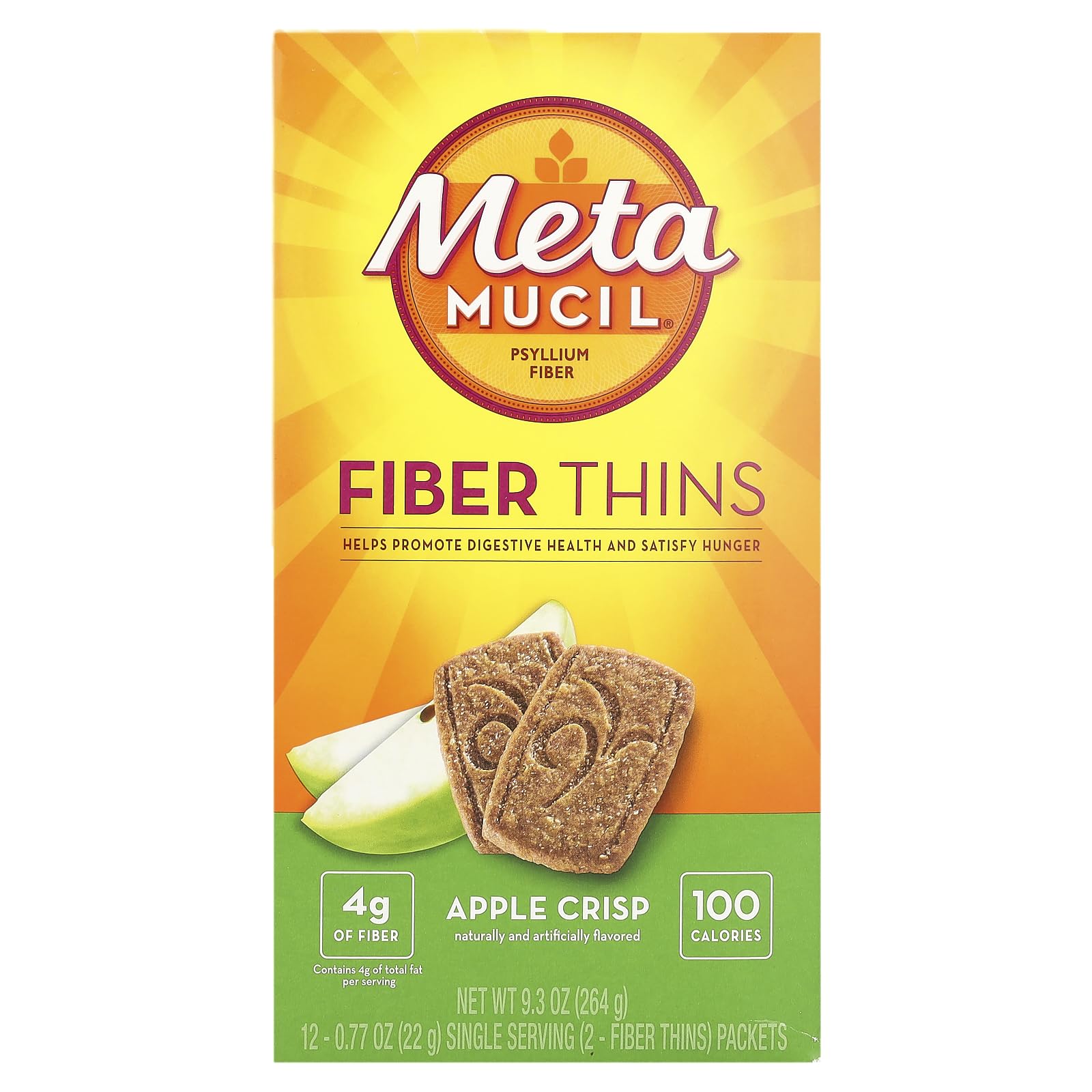 Metamucil barras fibra manzana crujiente, snack conveniente para fibra diaria