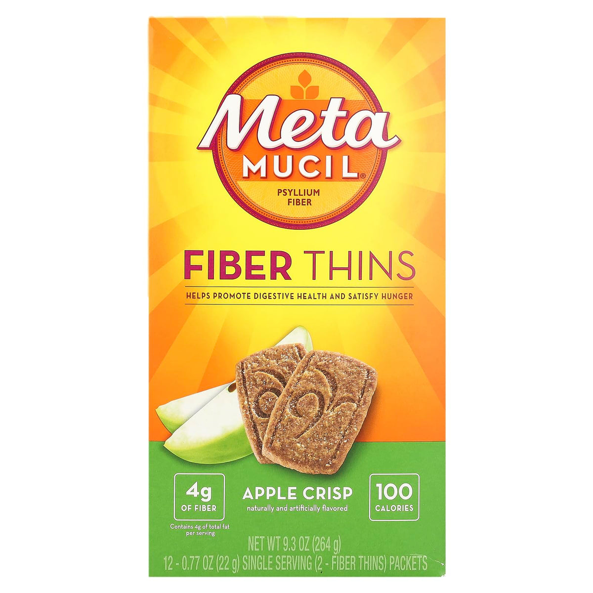 Metamucil barras fibra manzana crujiente, snack conveniente para fibra diaria