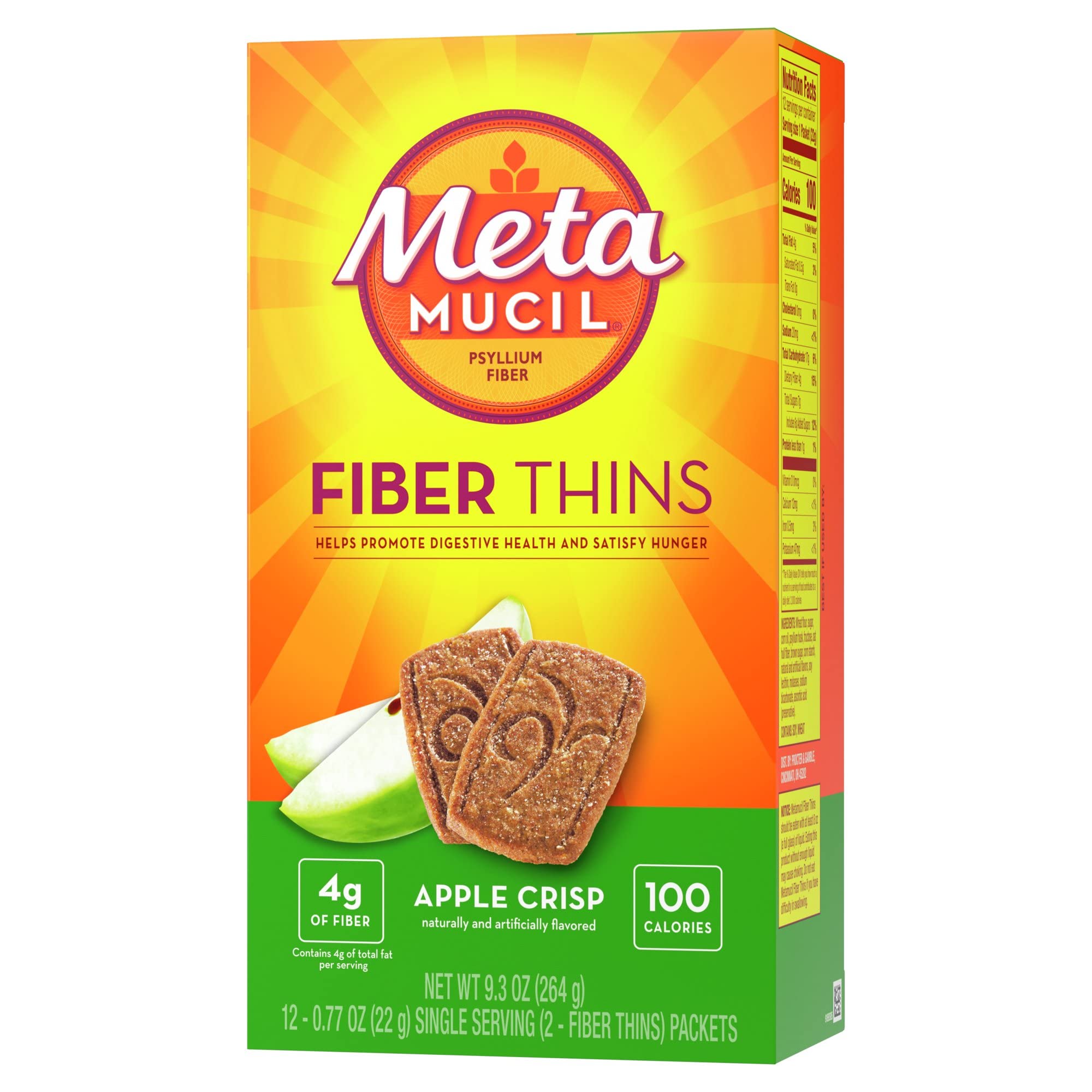 Metamucil laminas textura-crujiente-manzana, experiencia crujiente con fibra para hábitos diarios.