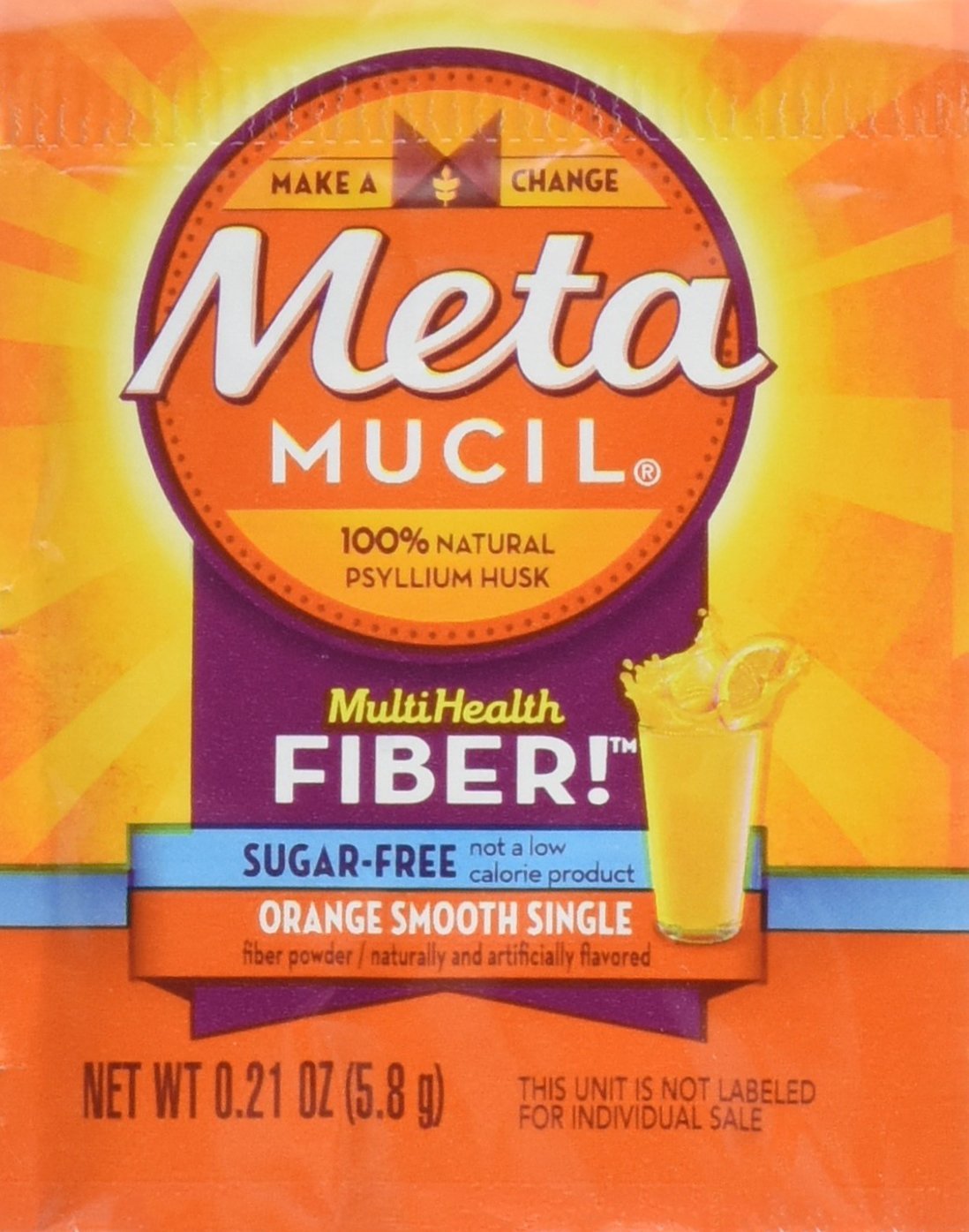 Metamucil MultiSalud Singles Naranja Suave: apoyo a la salud digestiva en cualquier lugar
