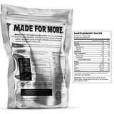MetCon Whey Protein Isolate, cuchara medidora, ideal para batidos post-entreno con cacao orgánico.