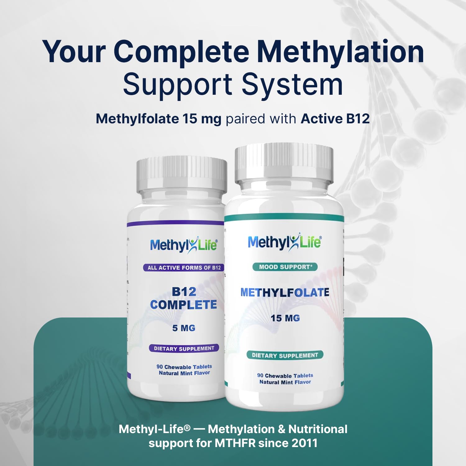 Iconos que señalan opción vegana y sin gluten para Methyl-Life L-Methylfolato 15 mg.