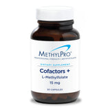 Frasco de cápsulas MethylPro Cofactores con L-Metilfolato para apoyo de la metilación.