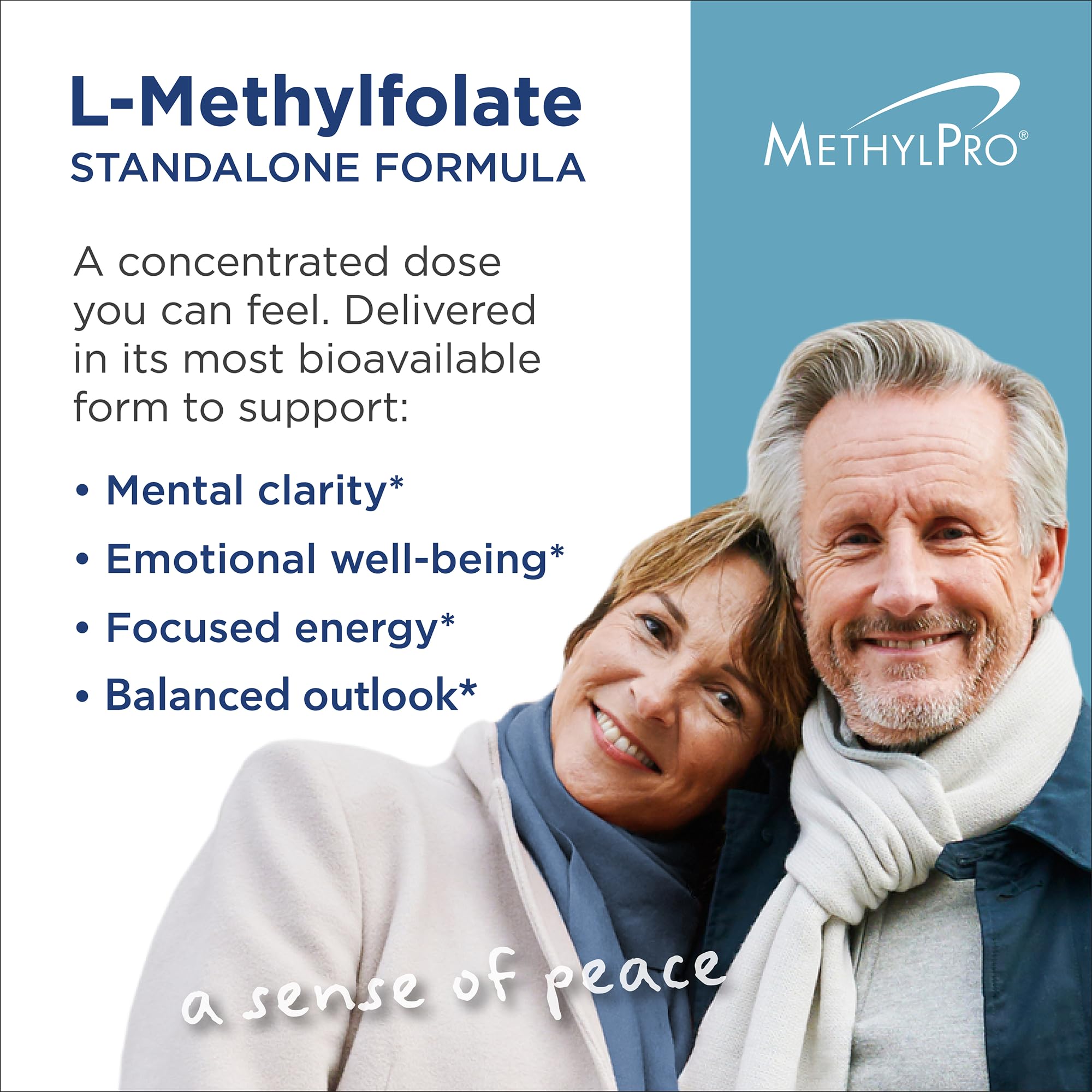 Caja de MethylPro L-metilfolato mostrando el envase limpio y libre de alérgenos.