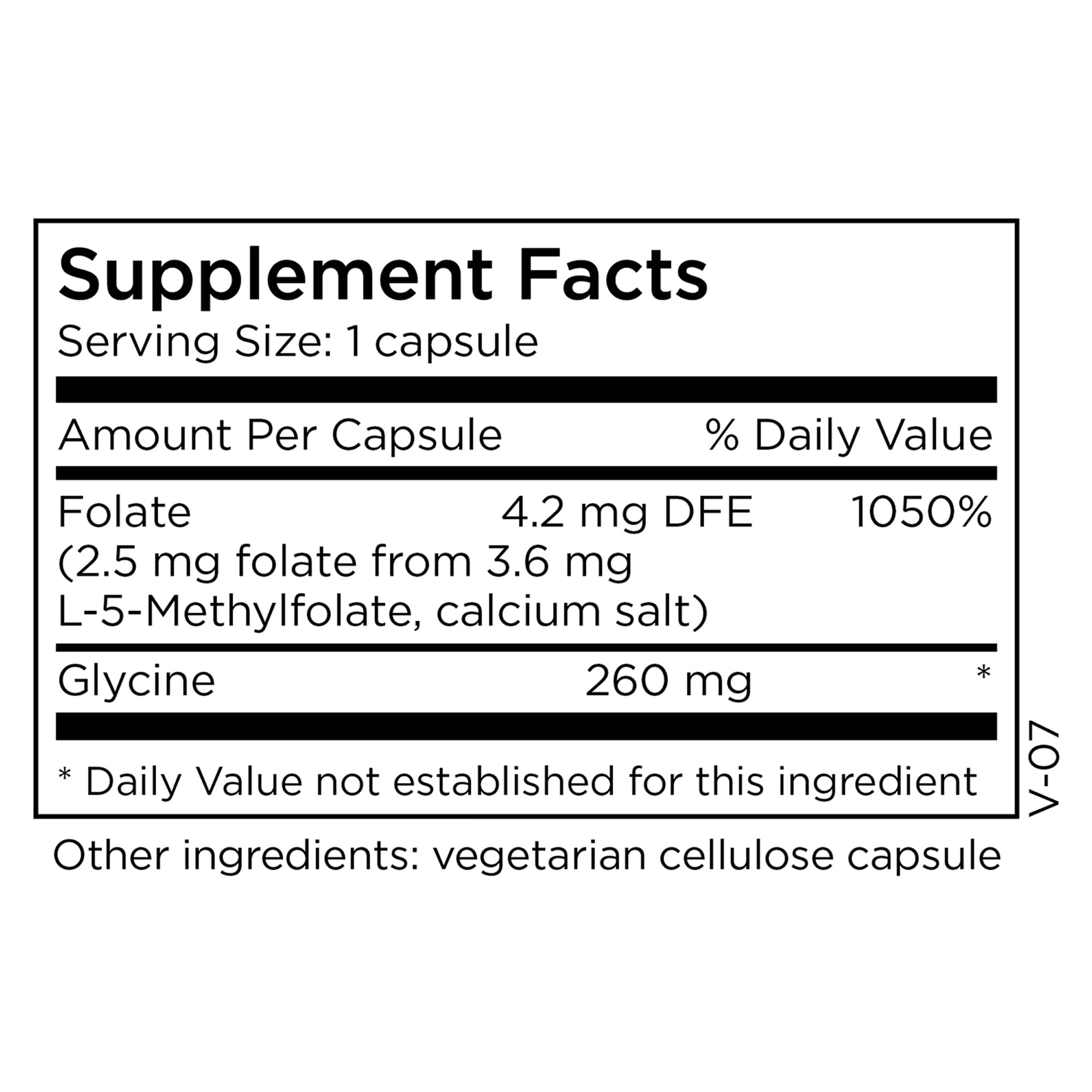 Cápsulas de MethylPro L-metilfolato listas para uso diario de 2.5 mg.