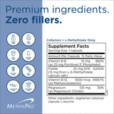 Frente de frasco MethylPro con enfoque en neurotransmisores y equilibrio mental.