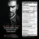MetisNutrition JXT5 etiqueta frontal: envase premium para bienestar masculino.