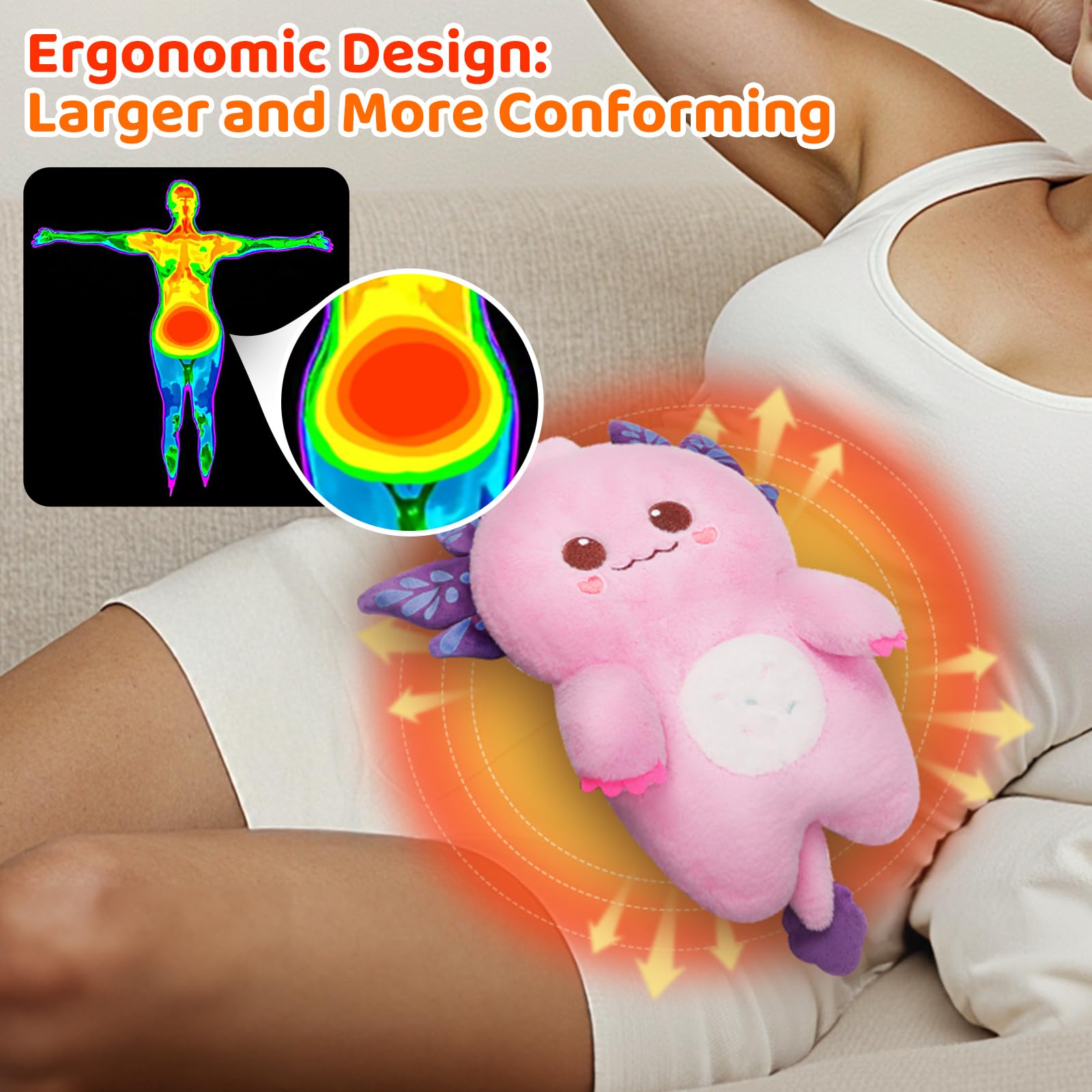 Peluche ergonómico Mewaii axolotl para acurrucarse cómodo.