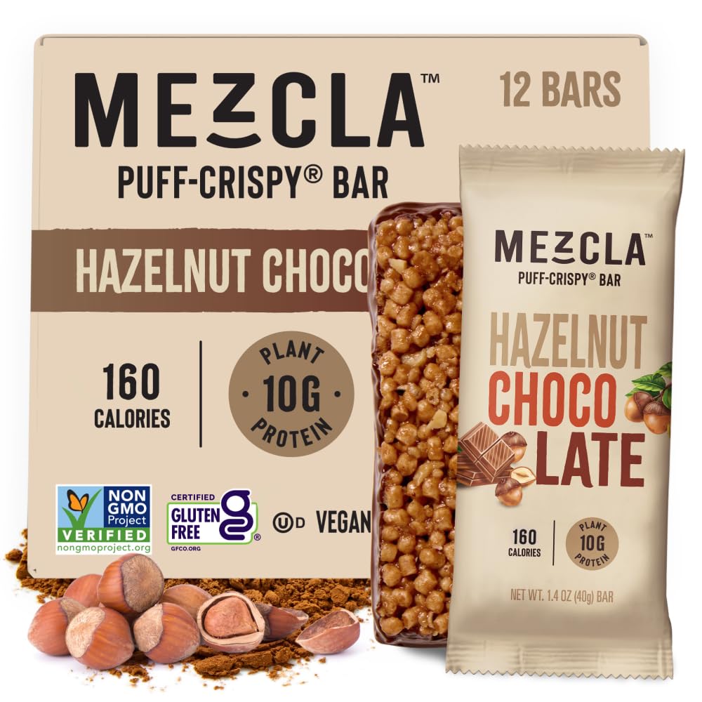 Mezcla Puff-Crispy barra proteína avellana chocolate, snack rápido para la oficina