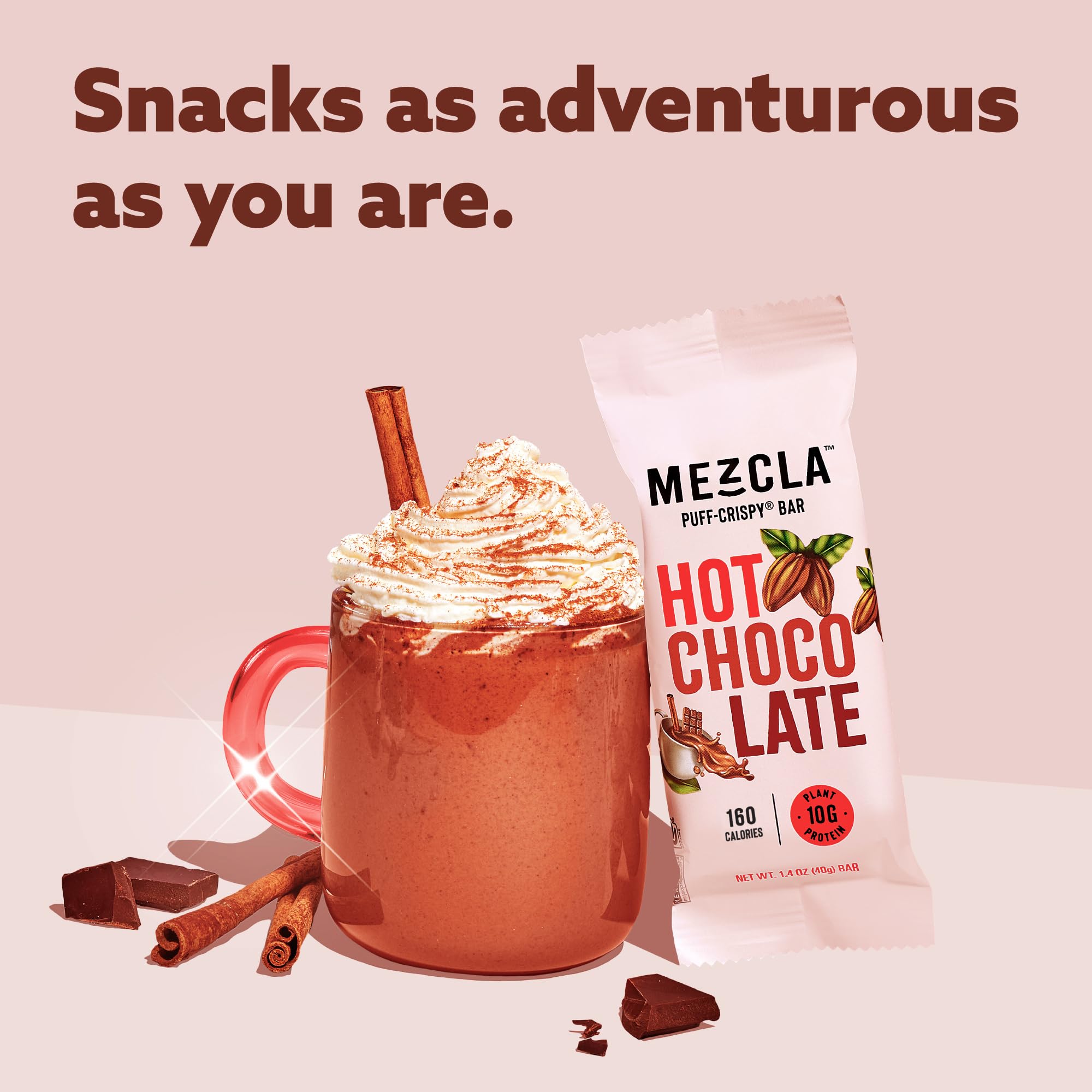 Mezcla Puff-Crispy Bar vegana y sin OGM para salud.