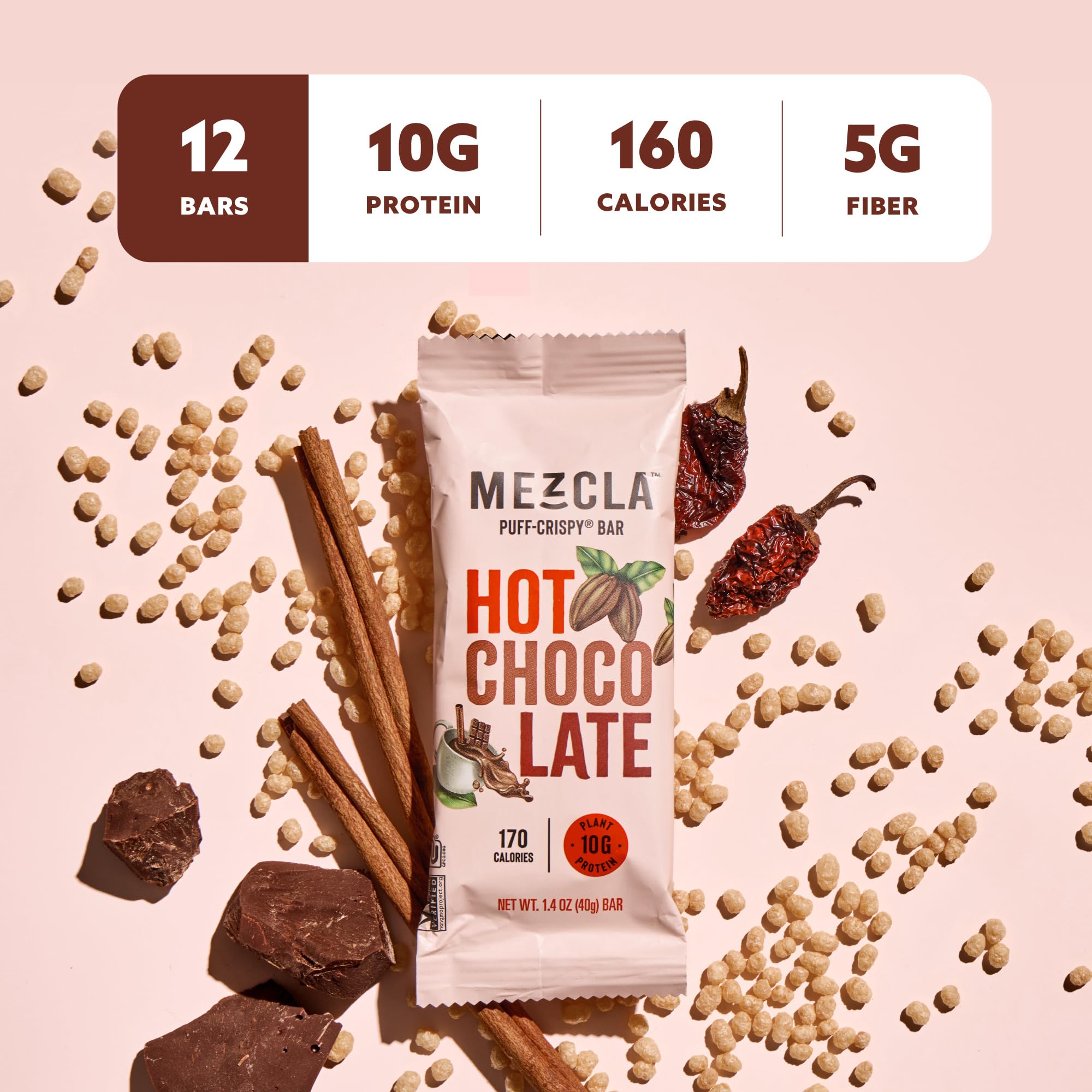 Mezcla Puff-Crispy Bar con proteína vegetal 10 g por porción.