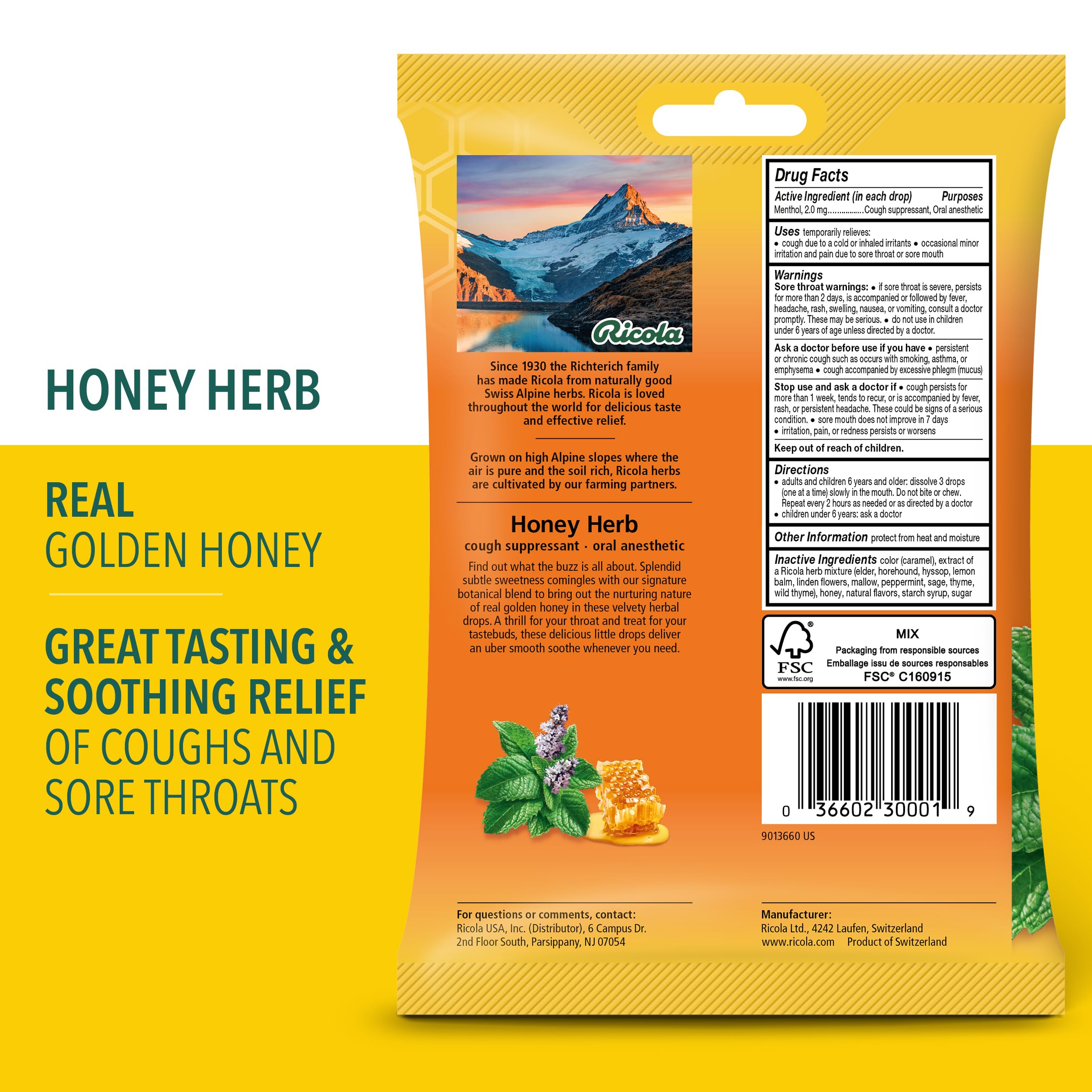 Mezcla de hierbas suizas de Ricola, aroma herbal para momentos de bienestar.