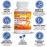 MgSport ZMA, cápsulas vegetarianas, fórmula suave para estómago sin molestias.