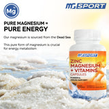 MgSport ZMA, toma de dos cápsulas para una ingesta diaria estable.