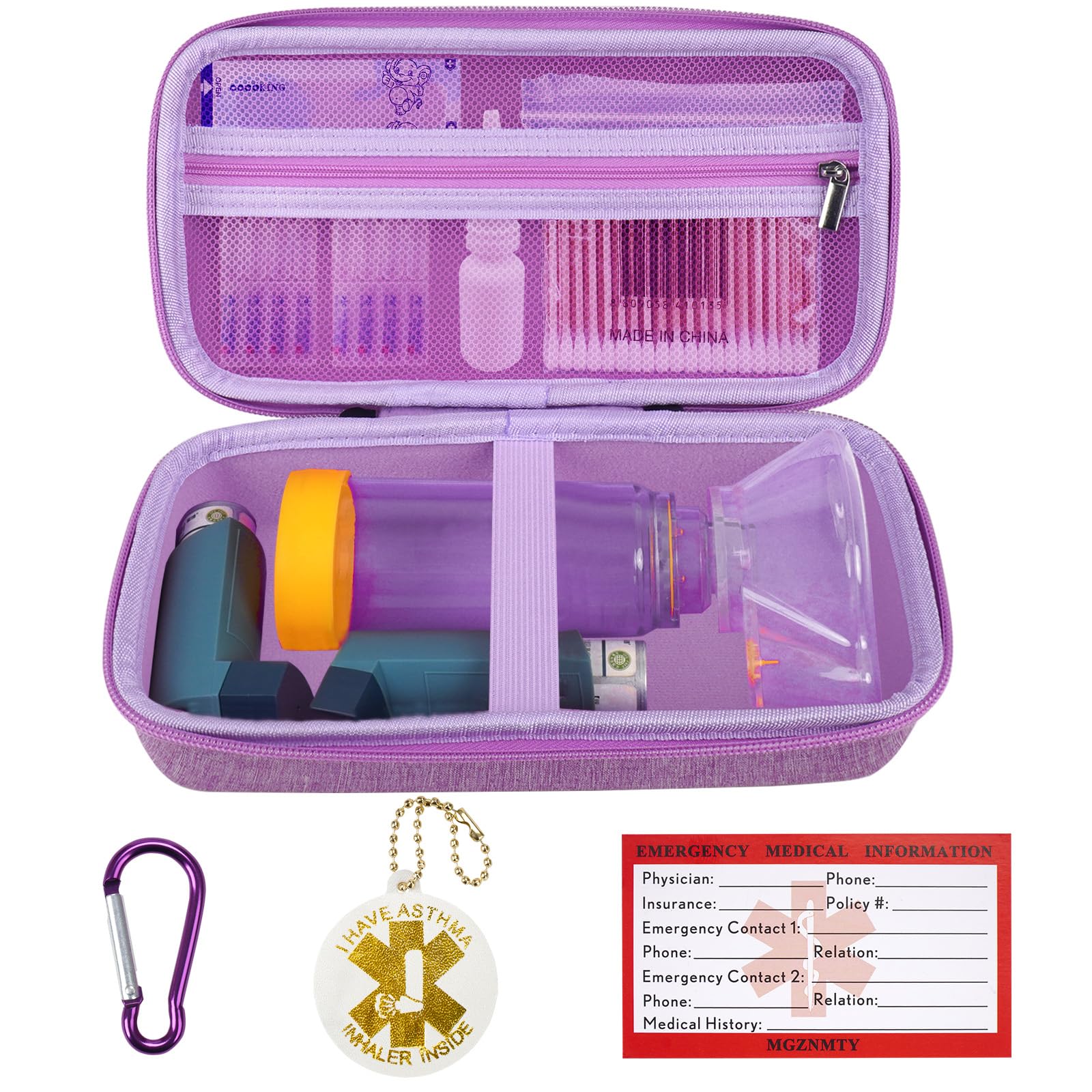 MGZNMTY estuche transporte inhalador y espaciador, perfecto para viaje y uso diario.