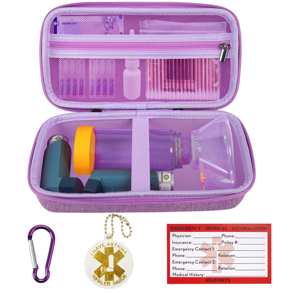 MGZNMTY estuche transporte inhalador y espaciador, perfecto para viaje y uso diario.