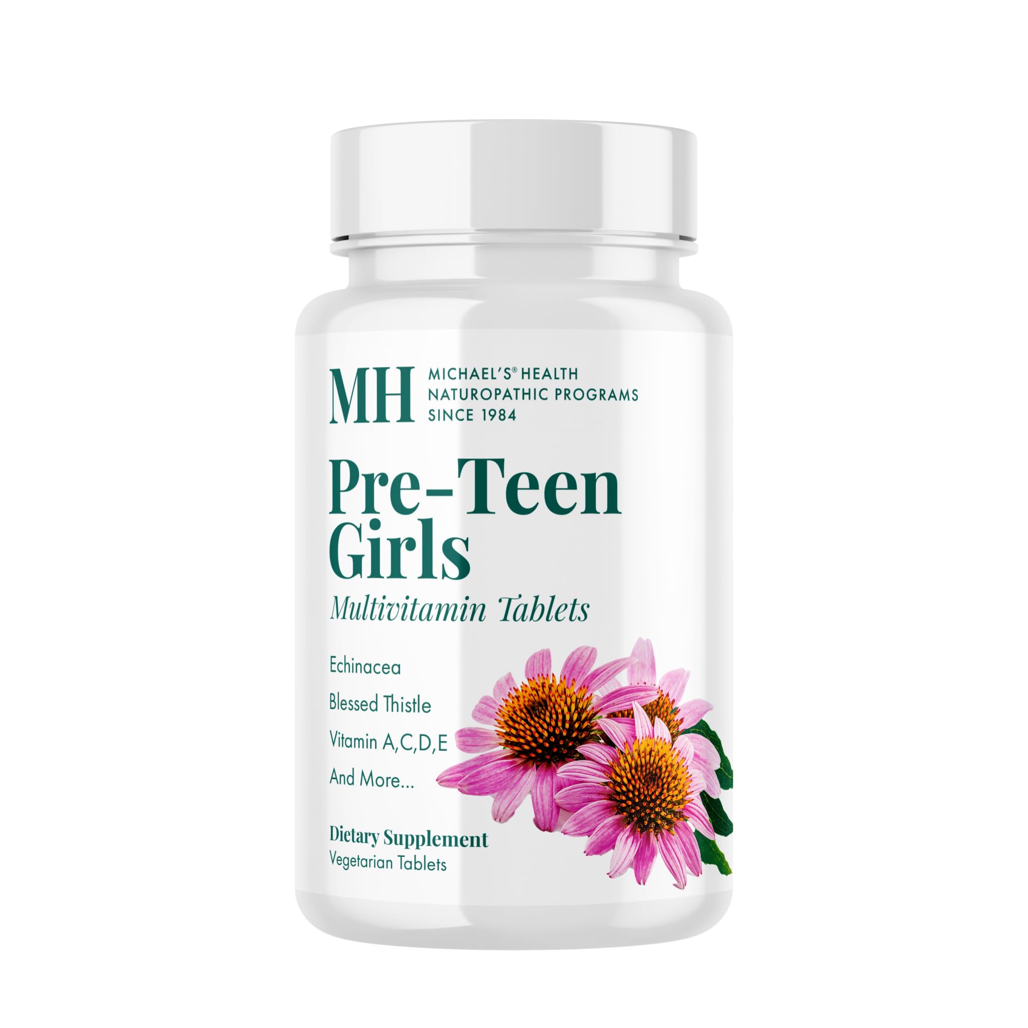 MICHAEL'S Health, botella de multivitamínicos, apoyo al crecimiento saludable.
